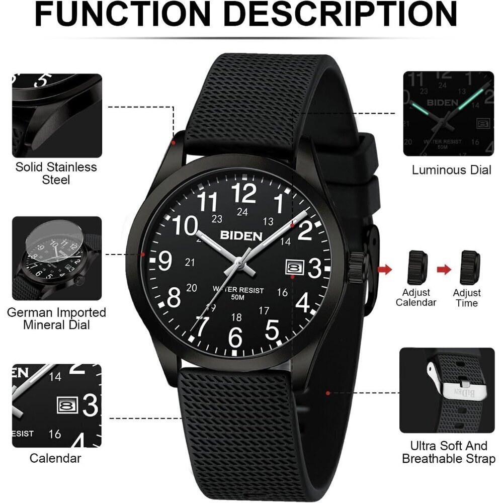 ⚡Mens Watches Analog Quartz Sports Unisex Easy to Read Dial with Date Wrist - Picture 7 of 9